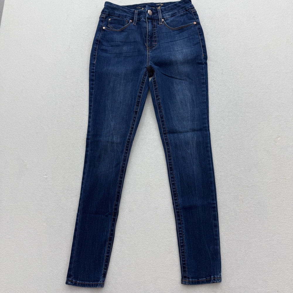 Seven7 Tummyless High Rise Skinny Jeans Womens 6 Dark Wash Stretch Denim - Picture 2 of 7